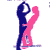 Animated sequence of two stylized figures dancing, one dark blue and one pink, with text elements in bright pink.