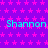 Purple background with repeating pink star pattern and cyan text reading "Shannon" in three