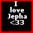Four identical square with red borders display white text on black backgrounds, each reading 'I love Jepha <33' in pixelated font