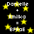 Black background with yellow stars and white text showing 'Danielle + Emilka = BFFaE' repeated twice.