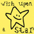 Yellow background with three identical black-outlined star icons, each featuring a smiling face and the text "wish upon a Star" above and below.
