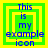 Four identical square arranged in a , each containing layered yellow and green squares with blue text reading "This is my example icon"