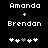 Pixelated text displays 'Amanda + Brendan' with five heart icons below, two versions showing different heart color sequences.