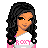 Pixel art character with long black hair wearing white crop top and pink striped pants, holding a sign reading 'FOXY' in pink letters.