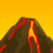 Animated contact sheet of a volcano erupting with lava flows and ash clouds across multiple frames on a yellow background.