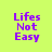 Four identical pixelated text display 'Lifes Not Easy' in purple on green backgrounds, arranged in a with two light green and two bright green