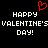 Pixelated red heart symbol above white text reading 'HAPPY VALENTINE'S DAY!' repeated twice on black background.