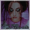 identical static images showing a person with dark hair, purple top, and text reading "I'M SO TIRED OF BEING HERE" at the bottom