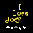Yellow pixelated text "I Love Joey" on black background with white and gray plus signs below.