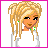 Pixel art buddy icon featuring a blonde cartoon character with green earrings and pink text stating "blondes aren't dumb we just learn slow" on the right side.