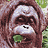 A 4-frame animated contact sheet showing a gorilla's face and body in various poses against a green background, with visible pixelation and dithering effects.