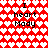 Red background with white heart pattern; black text "I heart Mady" repeated in two , each containing two identical text blocks
