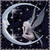 Pixelated static icon featuring a crescent moon and star-like shapes on dark background with light-colored curved lines forming a circular pattern.