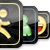 Three overlapping rectangular frames with rounded corners display distinct pixelated icons against a white background.