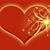 Red heart-shaped icon with glowing golden outline and animated sparkles, showing of a sparkler effect