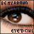nine identical close-up images showing a brown eye with dark eyeliner, each overlaid with text reading "BE MY BROWN" above and "EYE'D GIRL" below