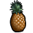 Pixelated pineapple with brown textured body, white diamond-shaped spots, and dark green spiky crown against a plain background.