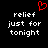 Red pixelated heart symbol above white text reading 'relief just for tonight' on black background.