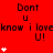 Red background with repeated black text 'Dont u know i love U!' and white star symbols in a pattern