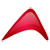 A red, pixelated, triangular shape with a gradient fill on a gray background, appearing as a static icon with no visible text or additional elements.
