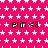 A static image with a bright pink background patterned by white stars, featuring repeated text "erin <8" in black font across the visible area.