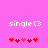 Pixelated pink background with white 'single<3' text and red heart symbols below, showing animation changes in heart positions.