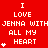 Red background with white pixelated text repeating 'I LOVE JENNA WITH ALL MY HEART' and small white heart symbols in a pattern
