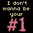 Pixelated text on black background with pink, yellow, and light blue characters; large pink #1 symbol between two phrases.
