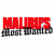 A 50x50 pixel animated contact sheet showing two frames of a buddy icon with red text "MALIBUS" and gray text "most wanted" on the left, and green text "Original Icons .com" on a dark green background on the right.