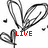 Three hand-drawn heart icons with red text labels 'LIVE', 'LAUGH', and 'LOVE' on a white background, some hearts have small black dots around them.