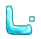 Four variations of a light blue L-shaped icon with rounded corners and a white outline, each positioned differently on a gray background with small square accents.