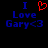 Two side-by-side pixel art images display 'I Love Gary<3' text with a red heart symbol replacing the 'love' word in the left image.
