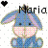 Pixelated blue donkey with pink cheeks and a crown, standing against white background with black heart; mirrored version on black background.