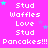 A static image with a bright pink background displays repeated text and star symbols in white, cyan, and purple.