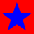 Four blue five-pointed stars arranged in a two-by-two on a solid red background