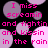 Pixelated text repeats 'I miss screamin and fightin and kissin in the rain' over a black background with overlapping purple and pink circles.