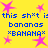 A 48x48 pixel animated buddy icon with a bright yellow background, pink star shapes, and blue text repeating "this sh*t is bananas" in multiple styles across four frames arranged in a contact sheet layout.