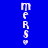 Vertical pixelated text 'm e R S' with a small heart symbol below, displayed on blue and green backgrounds in two distinct