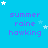 Blue background with repeated text 'summer rain hawking' in purple, scattered white and light blue stars, gray rectangle in bottom right corner.