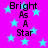 Bright As A Star text repeated four times on a bright pink background with light blue stars scattered throughout.