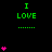 Green text "I LOVE" with dotted line above pink heart icons on black background, some hearts animated to change quantity.