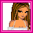 A 4-frame pixel art contact sheet showing a cartoon girl character in various poses with pink and white clothing, including close-ups of her face, torso, legs, and text reading "BABY GRL".