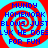 Blue text on red and cyan spiral background with repeated phrases 'MUNDY', 'HOMEWORK', 'BLOWS', 'JUST', 'LYK HE DOES', 'FOR FUN' in four quadrants.