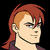 Pixelated character with red hair, silver robot face, and various icons including a cello player and smartphone