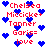Pixelated red text and blue hearts on white background, with repeated names 'Chelsea', 'Micicke+', 'Tanner', 'Garis=', 'love' in two vertical