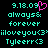 Pixelated cyan text on black background with a pink heart symbol replacing the 'o' in 'forever', showing two identical frames side-by-side.