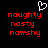 Pixelated red text on black background with white heart symbol above, showing three variations of a word in different fonts.