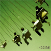 Animated sequence of stylized figures on a green background with visible text 'IMAGINE' at the bottom of each frame.