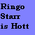 text-based icons displaying 'Ringo Starr is Hott' in varying colors on a purple background, with one frame showing pink text
