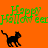 Green pixelated text reads "Happy Halloween" above black cat silhouettes on an orange background with a gray section.